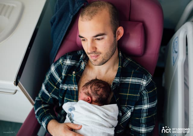 Dad with baby laying on his chest