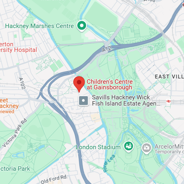 Image shows a map of Gainsborough Children's Centre's location in Hackney