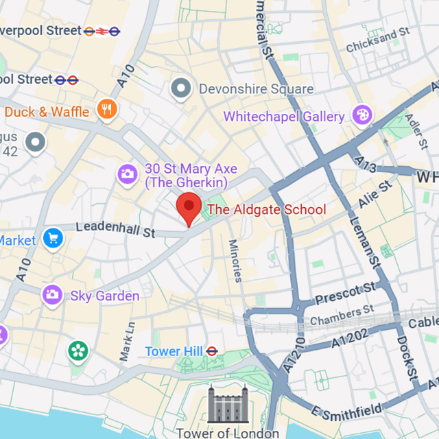 Image shows a map of The Aldgate School